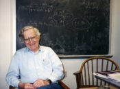 picture of Noam Chomsky in his office