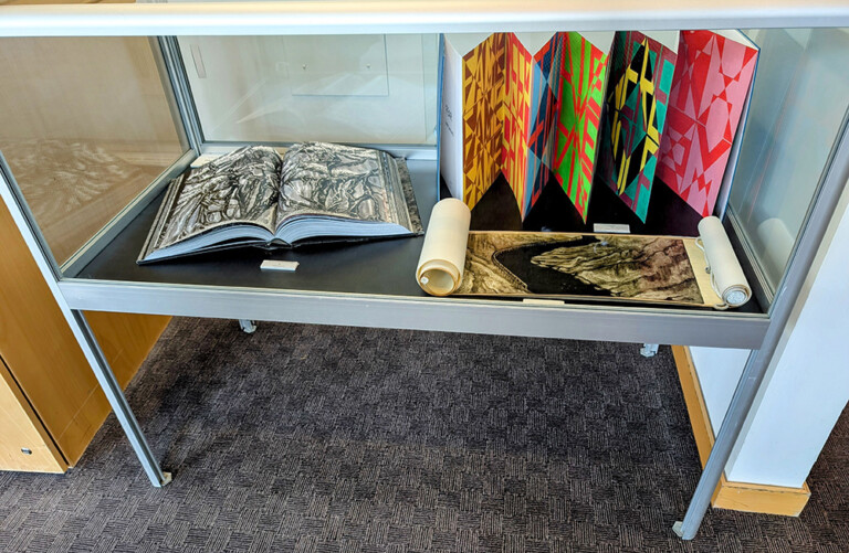 flask books on display at the Banff Centre for the Arts